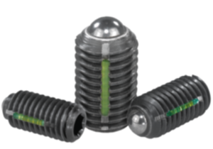 Poussoirs à ressort à six pans creux avec bille, acier, avec frein-filet Poussoirs à ressort à six pans creux avec bille, acier, avec frein-filet