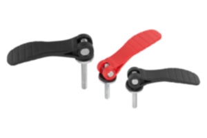 Levier à serrage rapide en plastique réglable avec filetage, rondelle de pression en plastique et métal et goujon fileté en acier ou en inox Levier à serrage rapide en plastique réglable avec filetage, rondelle de pression en plastique et métal et goujon fileté en acier ou en inox