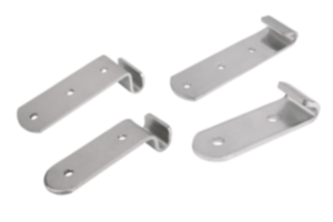 Catch plates for latches with draw bail, fastening holes concealed Catch plates for latches with draw bail, fastening holes concealed
