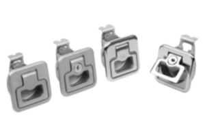 Fermetures à déclic en inox avec raccord de câble Bowden et poignée, escamotables Fermetures à déclic en inox avec raccord de câble Bowden et poignée, escamotables