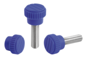 Knurled knobs, plastic, optically detectable Knurled knobs, plastic, optically detectable