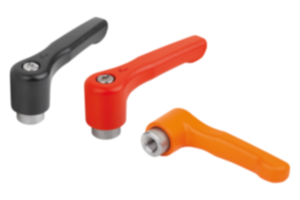 Clamping levers, die-cast zinc, flat with internal thread, threaded insert stainless steel Clamping levers, die-cast zinc, flat with internal thread, threaded insert stainless steel