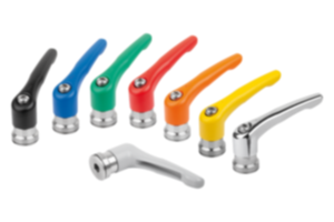 Manette indexable en zinc injecté haute pression avec taraudage et palier anti-friction, insert taraudé en inox Manette indexable en zinc injecté haute pression avec taraudage et palier anti-friction, insert taraudé en inox