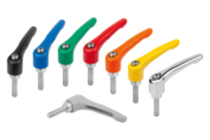 Manette indexable en zinc injecté haute pression avec filetage, insert fileté en acier passivé bleu Manette indexable en zinc injecté haute pression avec filetage, insert fileté en acier passivé bleu