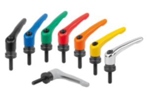 Manette indexable en zinc injecté haute pression avec filetage et palier anti-friction, insert fileté en acier bruni Manette indexable en zinc injecté haute pression avec filetage et palier anti-friction, insert fileté en acier bruni