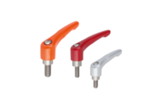 Manettes indexables en zinc injecté haute pression avec filetage, satinées mates, insert fileté en inox Manettes indexables en zinc injecté haute pression avec filetage, satinées mates, insert fileté en inox