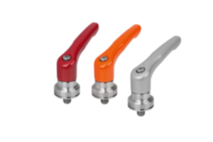 Manettes indexables en zinc injecté haute pression avec filetage et palier anti-friction, satinées mates, insert fileté en inox Manettes indexables en zinc injecté haute pression avec filetage et palier anti-friction, satinées mates, insert fileté en inox