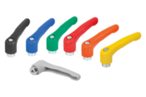 Manette indexable en plastique avec taraudage, insert taraudé en acier passivé bleu Manette indexable en plastique avec taraudage, insert taraudé en acier passivé bleu