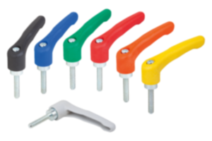 Manette indexable en plastique avec filetage, insert fileté en acier passivé bleu Manette indexable en plastique avec filetage, insert fileté en acier passivé bleu