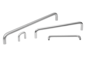 Pull handles, stainless steel 1.4404, polished or abrasive blasted round profile, mounted from the rear Pull handles, stainless steel 1.4404, polished or abrasive blasted round profile, mounted from the rear