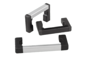 Pull handles, aluminium with plastic grip legs and ribbed grip, mounted from the rear Pull handles, aluminium with plastic grip legs and ribbed grip, mounted from the rear