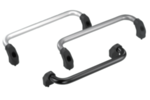 Tubular handles, aluminium, angled with plastic grip legs Tubular handles, aluminium, angled with plastic grip legs