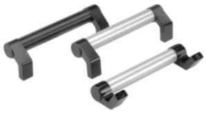 Tubular handles, aluminium, angled with aluminium grip legs Tubular handles, aluminium, angled with aluminium grip legs