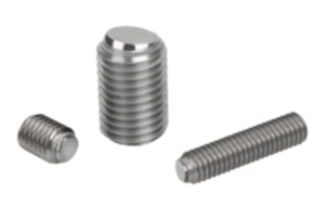 Vis à bille orientable à tête HC en Inox bille avec plat, protection anti-retournement intégrée Vis à bille orientable à tête HC en Inox bille avec plat, protection anti-retournement intégrée