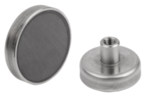 Aimants plats taraudés en ferrite dure avec corps en Inox Aimants plats taraudés en ferrite dure avec corps en Inox