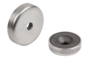 Aimants plats avec trou fraisé en ferrite dure avec corps en Inox Aimants plats avec trou fraisé en ferrite dure avec corps en Inox
