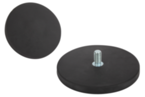 Aimants plat avec tenon fileté épaulé en NdFeB, avec revêtement de protection en caoutchouc Aimants plat avec tenon fileté épaulé en NdFeB, avec revêtement de protection en caoutchouc