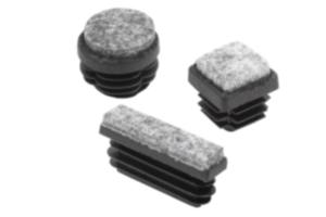 Bouchons en plastique avec surface de glissement en feutre pour tubes ronds et carrés Bouchons en plastique avec surface de glissement en feutre pour tubes ronds et carrés