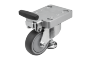 Elevating castors with integrated machine foot for aluminium profiles Elevating castors with integrated machine foot for aluminium profiles