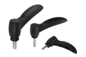 Clamping levers ECO, plastic with external thread, threaded insert blue passivated steel Clamping levers ECO, plastic with external thread, threaded insert blue passivated steel