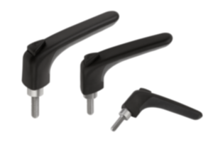 Manette indexable en plastique ergonomique avec filetage, insert fileté en acier passivé bleu Manette indexable en plastique ergonomique avec filetage, insert fileté en acier passivé bleu