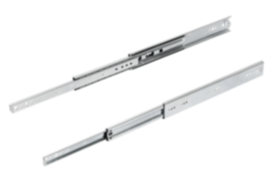 Glissières télescopiques en acier pour montage latéral, super extension, résistance à la charge jusqu'à 90 kg Glissières télescopiques en acier pour montage latéral, super extension, résistance à la charge jusqu'à 90 kg