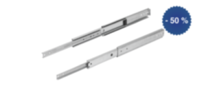 Glissières télescopiques en acier pour montage latéral, extension intégrale, résistance à la charge jusqu'à 136 kg Glissières télescopiques en acier pour montage latéral, extension intégrale, résistance à la charge jusqu'à 136 kg