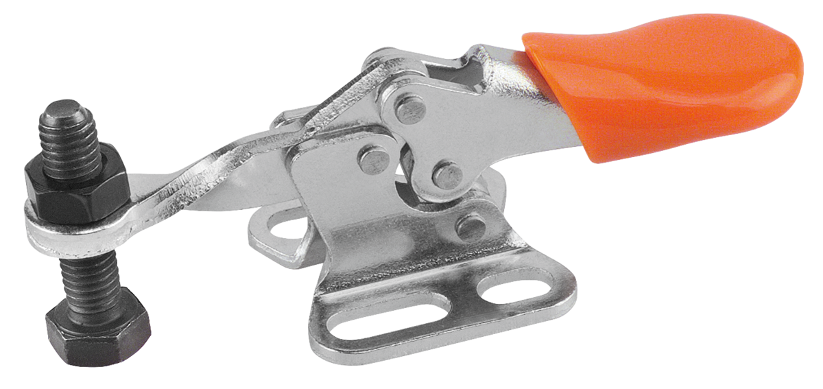 Mini sauterelle à levier horizontal avec embase horizontale et broche de pression fixe