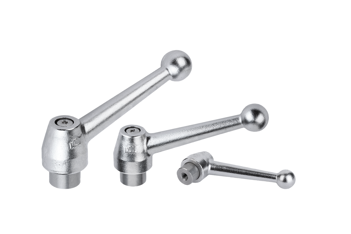 Manette indexable en inox avec taraudage, insert taraudé en inox