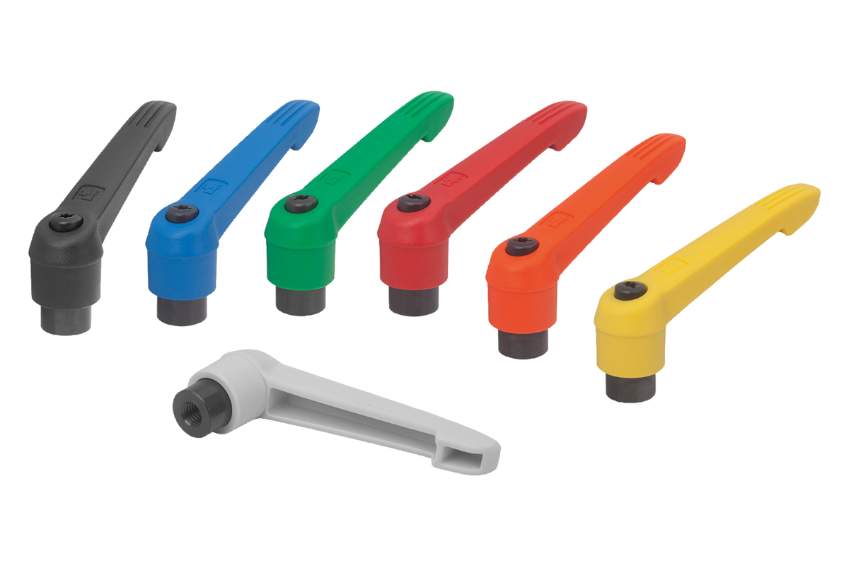 Manette indexable avec insert taraudé et poignée en plastique