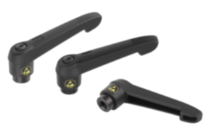 Manette indexable antistatique taraudée, poignée en plastique