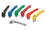 Manette indexable avec insert taraudé en Inox et poignée en plastique
