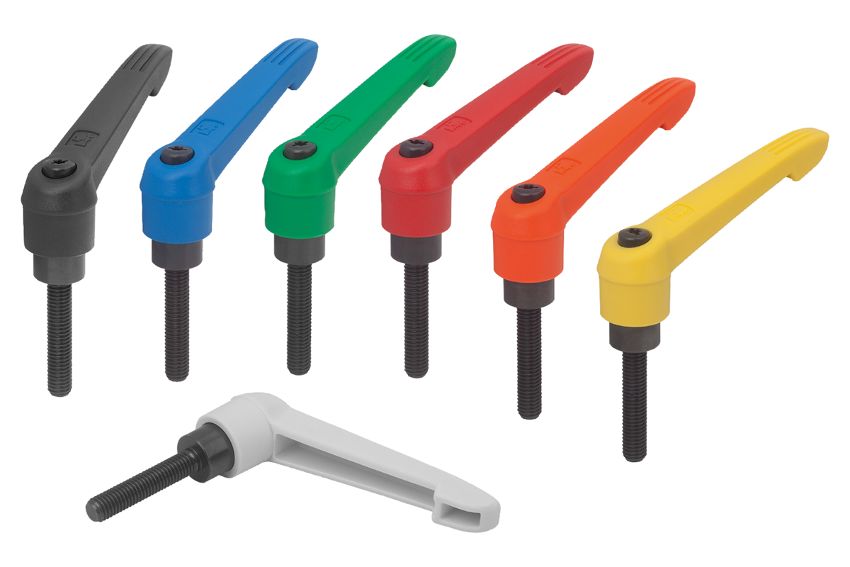 Manette indexable avec insert fileté et poignée en plastique