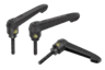 Manette indexable antistatique avec filetage et poignée en plastique