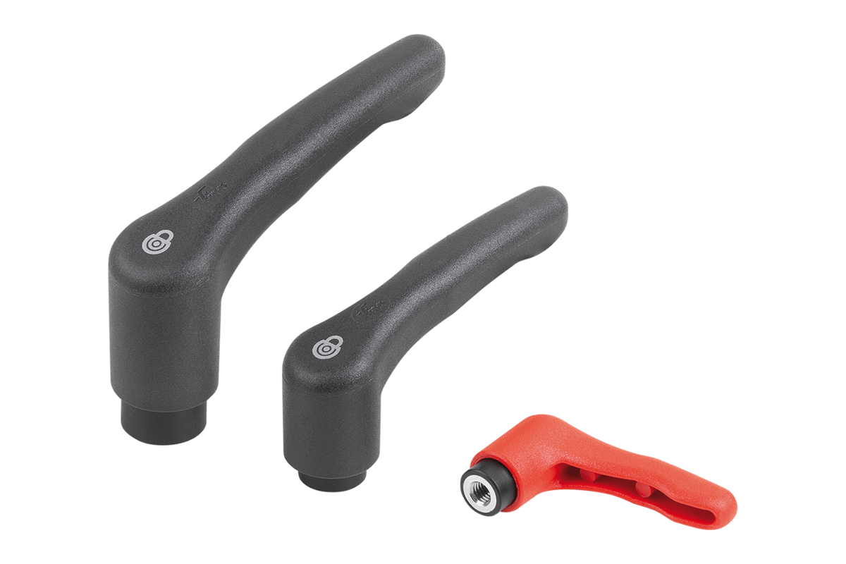 Manette indexable en plastique avec taraudage et fonction de sécurité