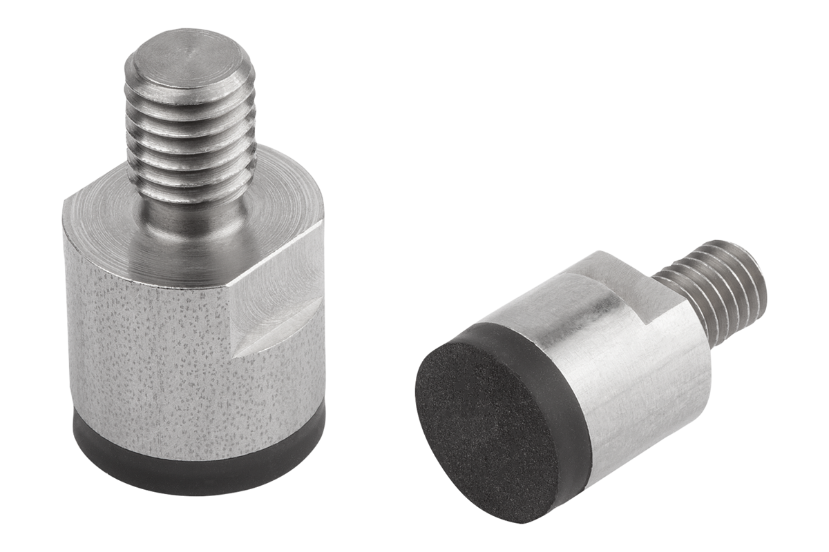 Aimants cylindriques avec tenon fileté en NdFeB, surface de contact caoutchoutée