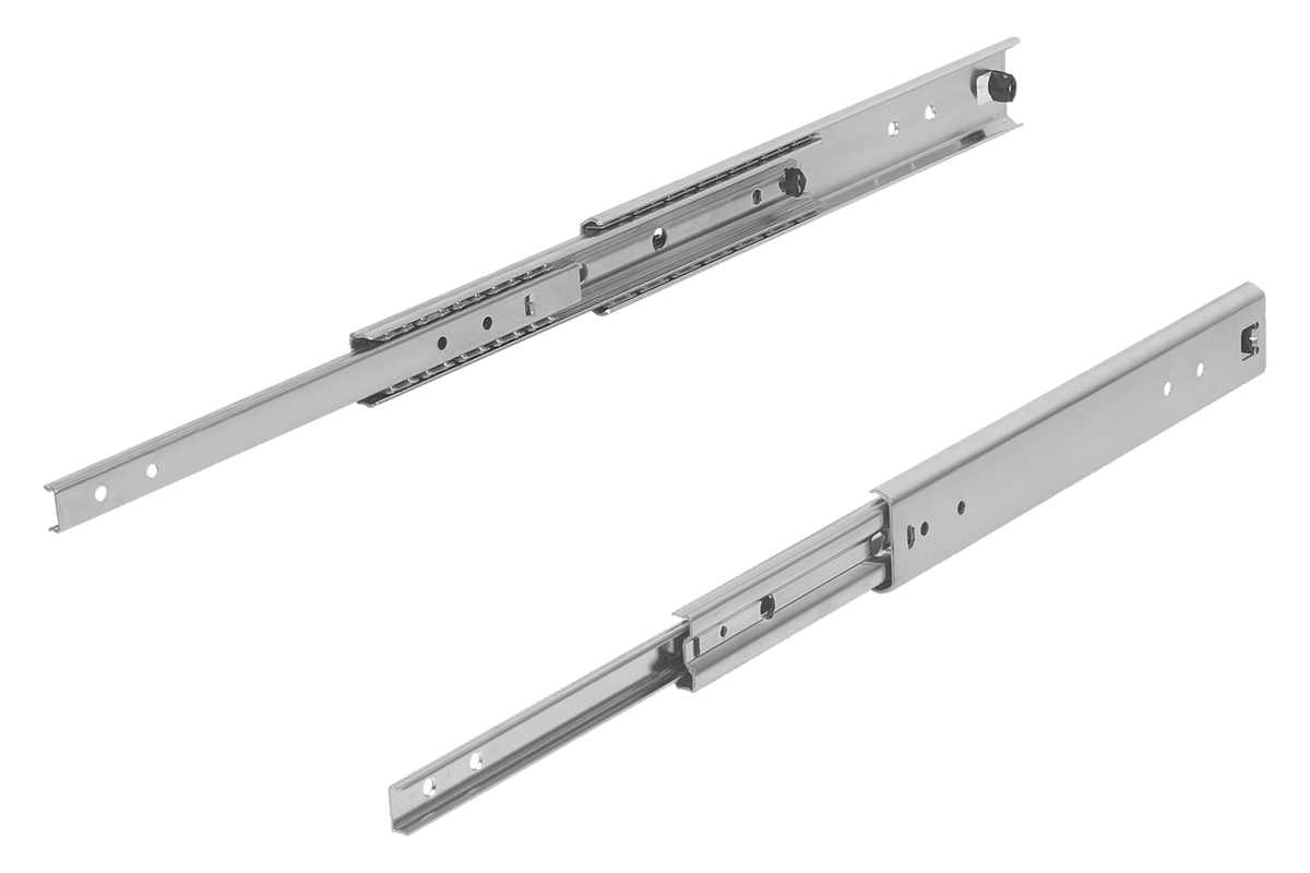 Glissières télescopiques en acier pour montage latéral, super extension, portance jusqu'à 160 kg