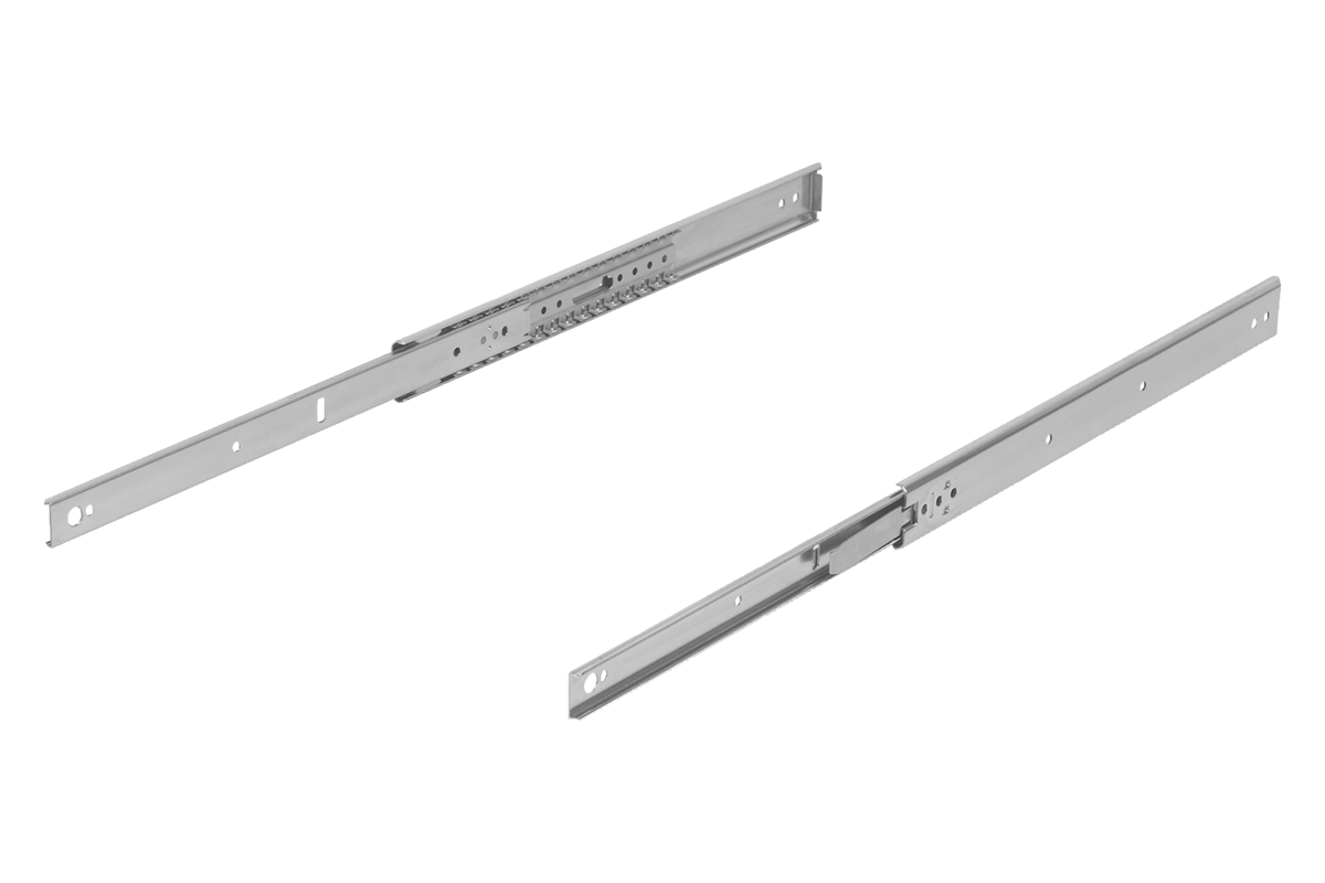 Glissières télescopiques en acier pour montage latéral, extension partielle, portance jusqu'à 65 kg