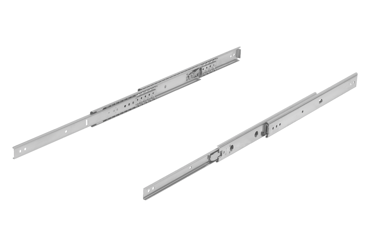 Glissières télescopiques en inox pour montage latéral, super extension, portance jusqu'à 70 kg