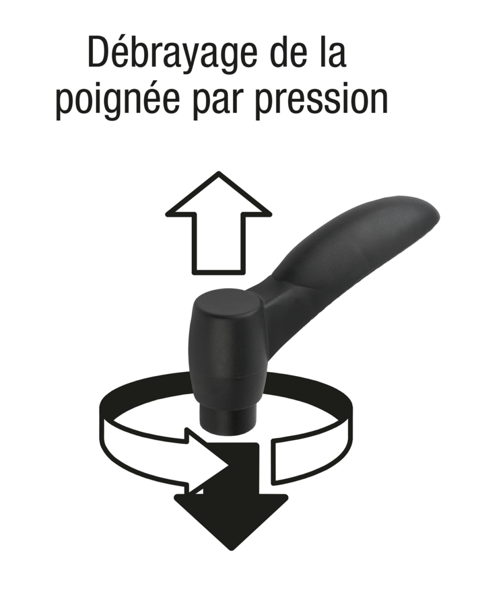 KIPP - Manette indexable en zinc injecté haute pression avec filetage, insert  fileté en acier passivé bleu