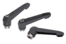 Manette indexable antibactérienne avec taraudage et poignée en plastique, inox