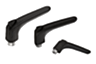 Manette indexable ergonomique avec taraudage, insert en Inox