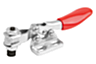 Mini sauterelle à levier horizontal avec embase horizontale à gauche et broche de pression réglable