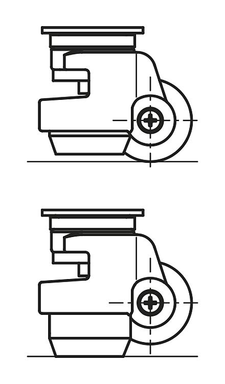 Roulette de levage pivotante: roue réglable en hauteur