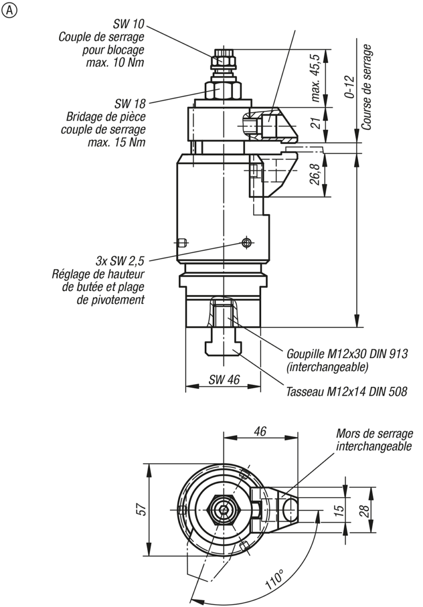 Guide de rodage Largeur de serrage réglable Antirouille