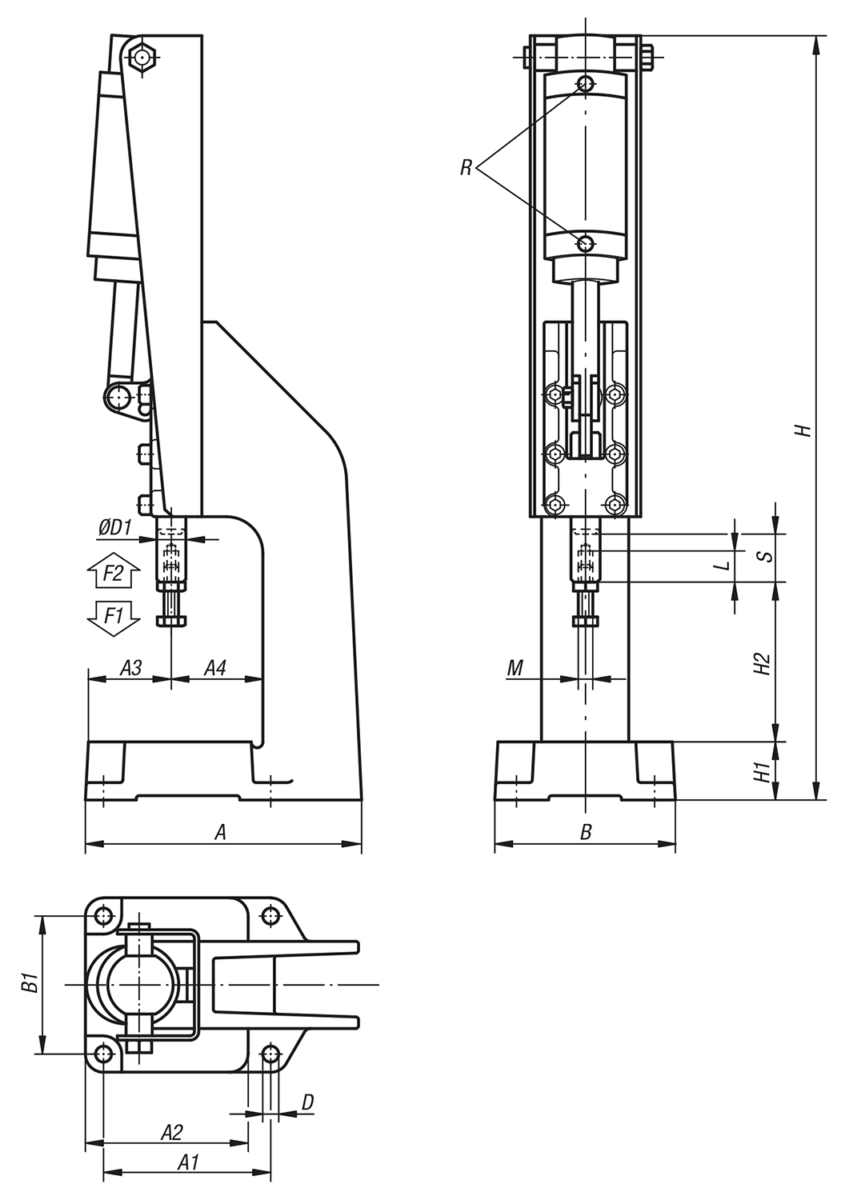 Presse à grenouillère version pneumatique