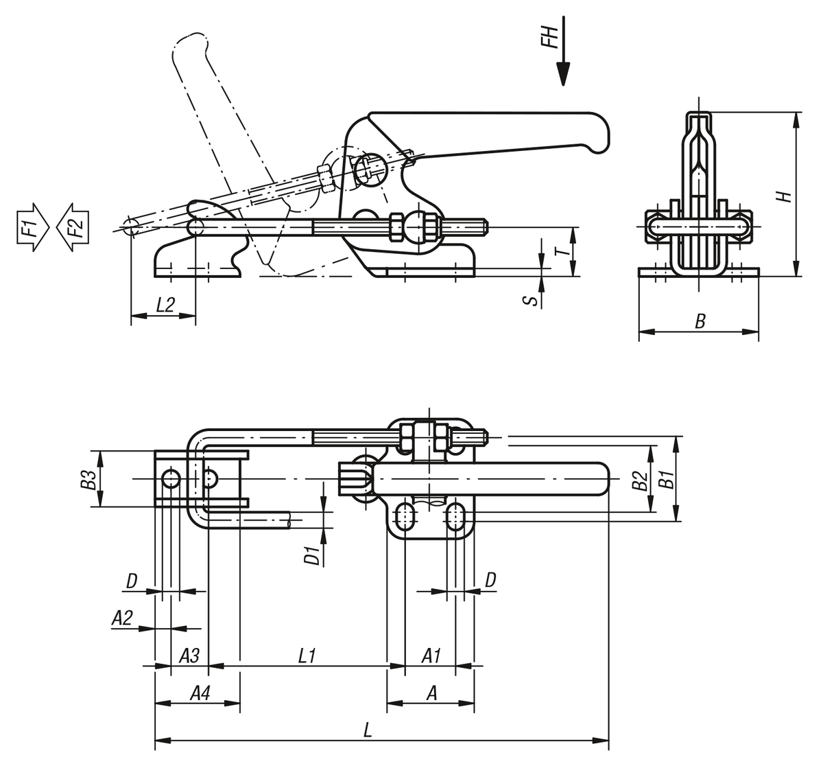 Sauterelle à étrier horizontale avec attache