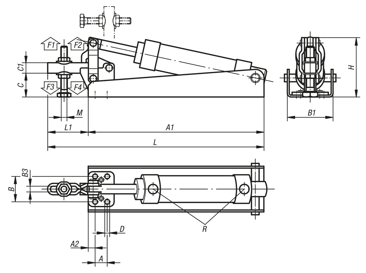 Sauterelle pneumatique horizontale Forme A