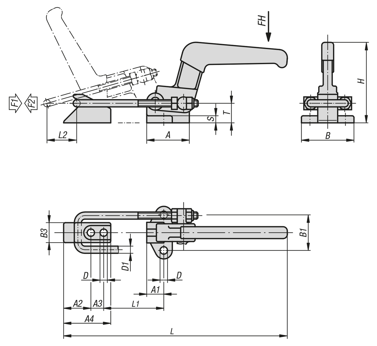 Sauterelle à étrier horizontal modèle lourd avec attache