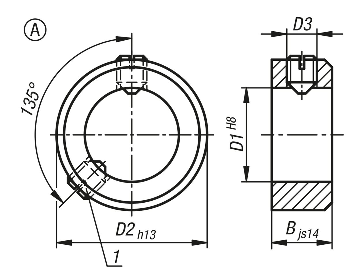 Bague d‘arrêt en acier DIN 705, forme A, fendue